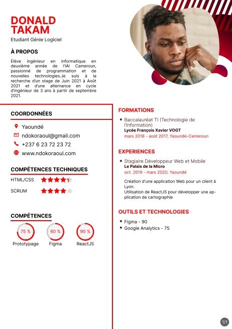 Resume created with template CvPhotographyUniversity