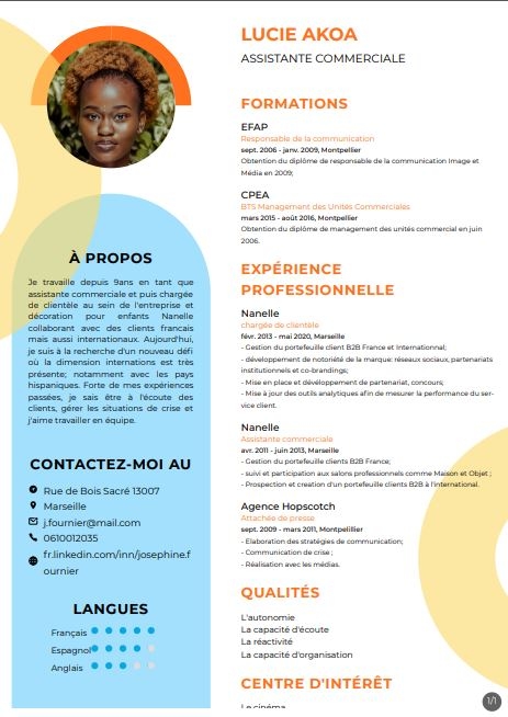 Resume created with template MultiColoredResume