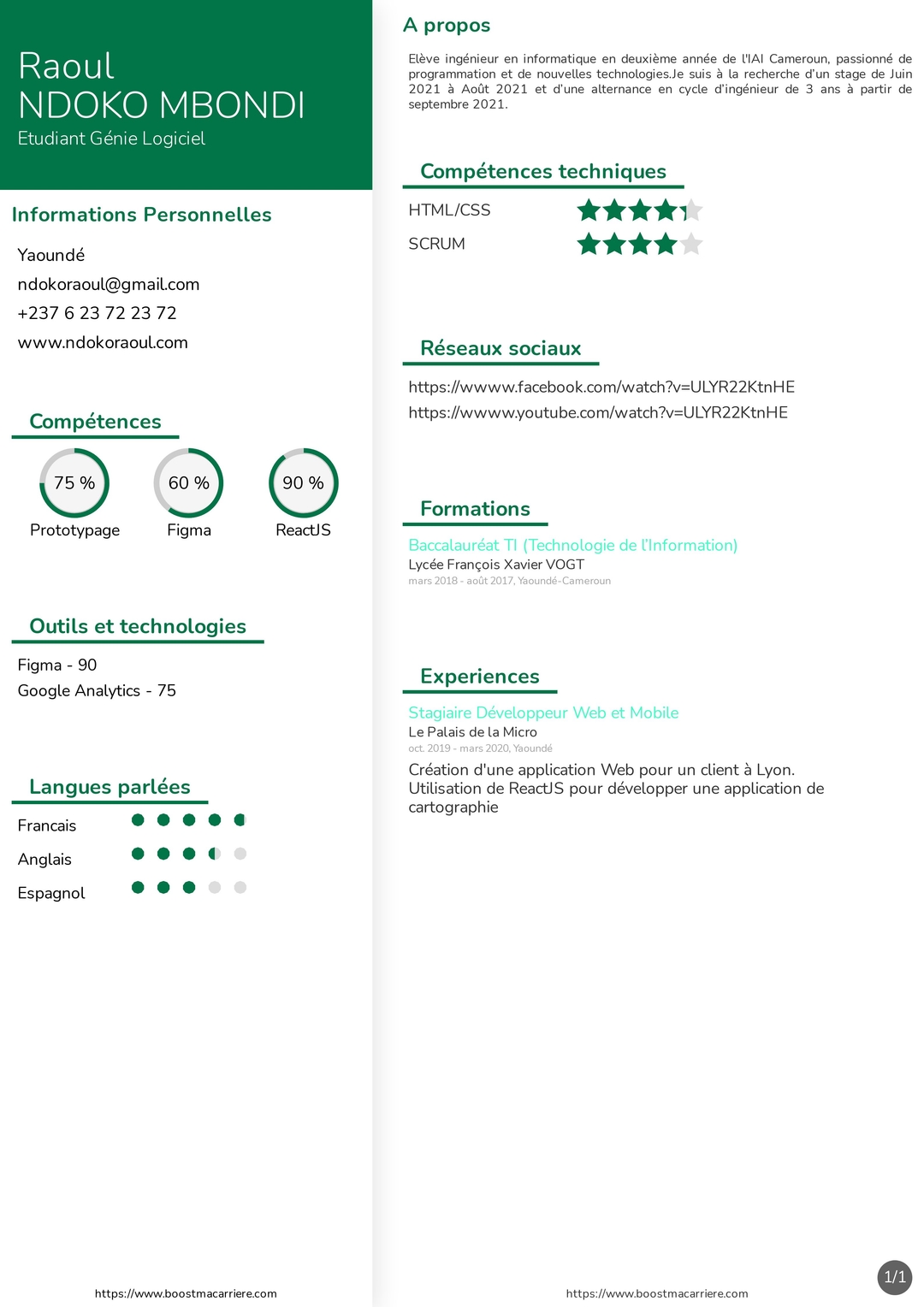 Resume created with template ResumeCommunity2V2