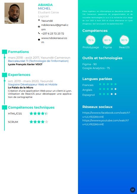 Resume created with template ResumeFigmaGradientV2