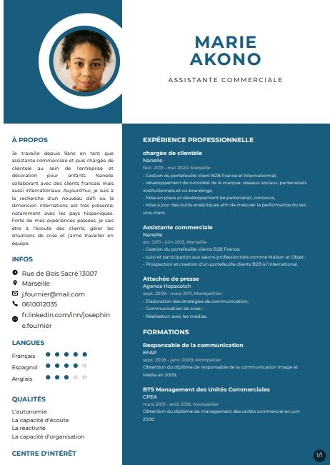 Resume created with template ResumePhotoGraphie