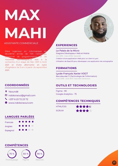 Resume created with template ResumeWithSvg